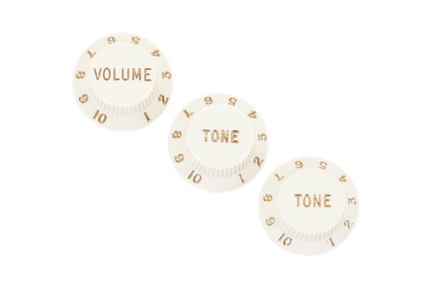 Fender Stratocaster® Knobs, Parchment (Volume, Tone, Tone) (3)
