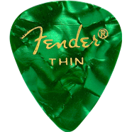 Premium Celluloid 351 Shape Picks, Thin, Green Moto, 12-Pack
