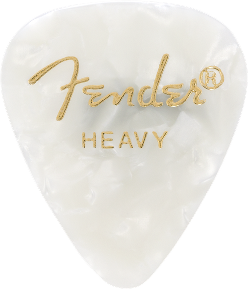 Premium Celluloid 351 Shape Picks, Heavy, White Moto, 12-Pack - Guitar Warehouse