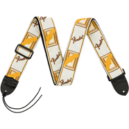 Fender® 2" Monogrammed Strap, White/Brown/Yellow - Guitar Warehouse