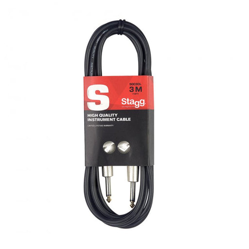 Stagg Deluxe Instrument Cable 6m (20ft) Straight to Straight Jack - Black - Guitar Warehouse