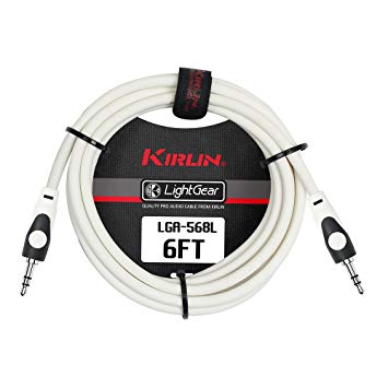 Kirlin 6ft Fabric Cable 3.5mm Stereo Mini Jack to Jack - White - Guitar Warehouse