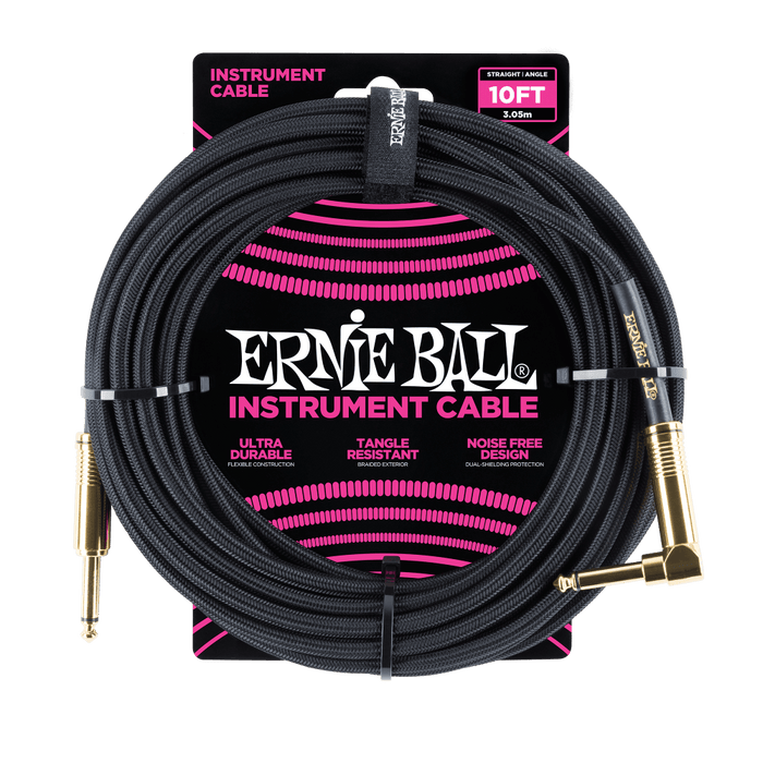 Ernie Ball Braided Cable P06081 - 10FT BLACK - Guitar Warehouse