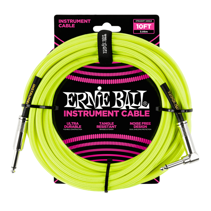 Ernie Ball Braided Cable P06080 - 10FT YELLOW - Guitar Warehouse