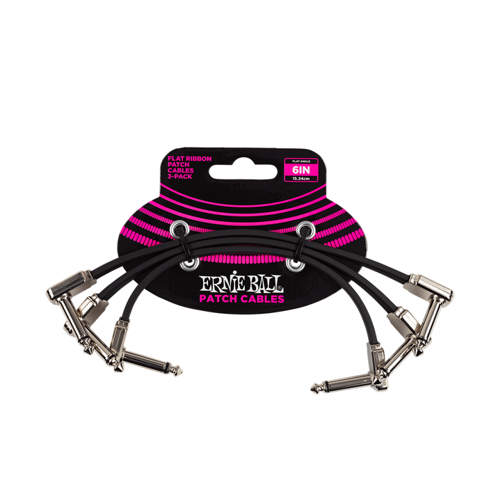 Ernie Ball 6 inch Flat Ribbon Patch Cable 3-Pack - Guitar Warehouse