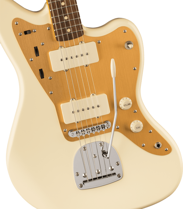 Fender Squier J Mascis Jazzmaster®, Laurel Fingerboard, Gold Anodized Pickguard, Vintage White - Guitar Warehouse