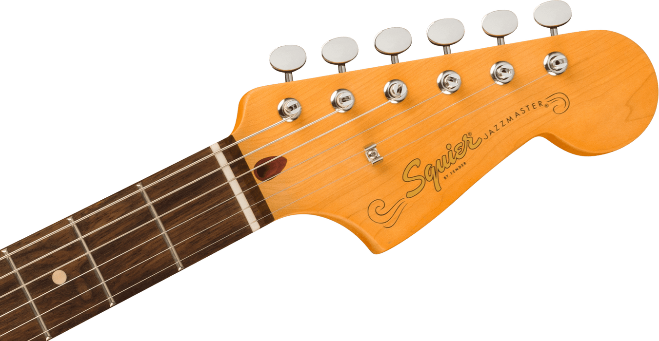 Fender Squier J Mascis Jazzmaster®, Laurel Fingerboard, Gold Anodized Pickguard, Vintage White - Guitar Warehouse