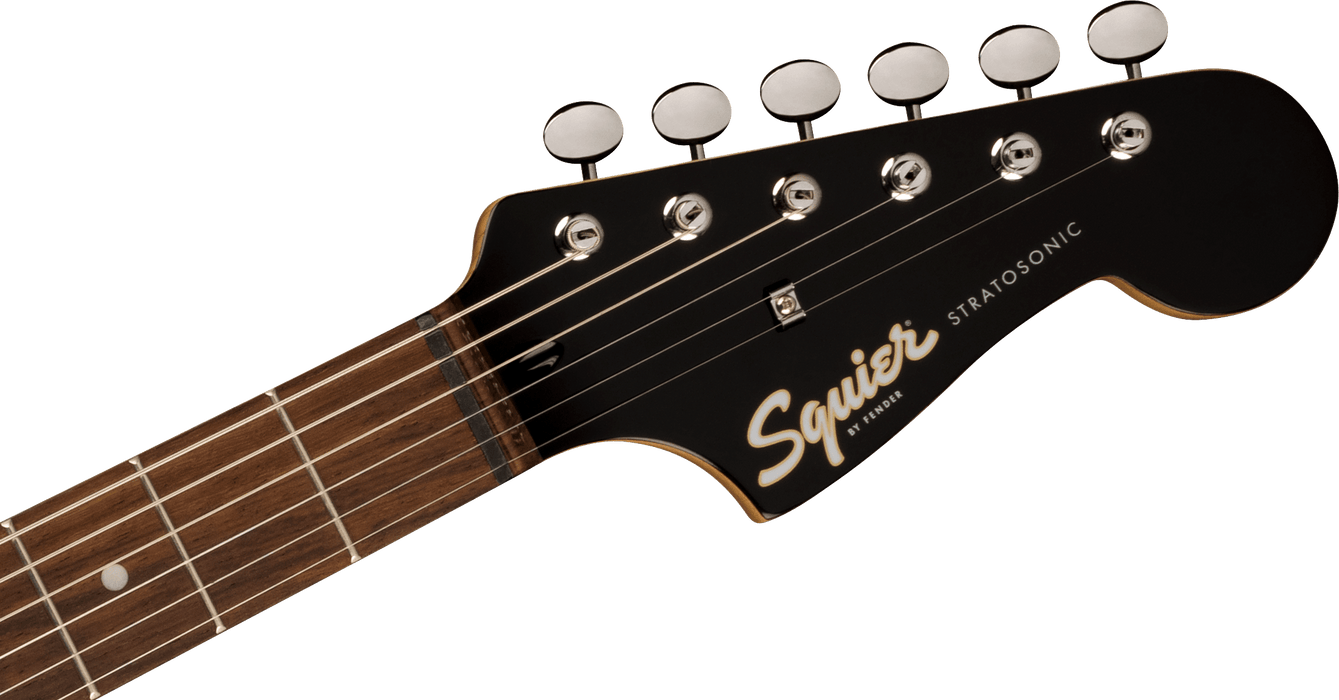 Fender Squier Paranormal Strat-O-Sonic, Laurel Fingerboard, Black Pickguard, Crimson Red Transparent - Guitar Warehouse