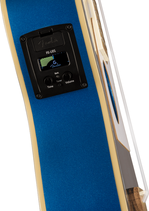 Fender Fullerton Tele® Uke, Walnut Fingerboard, White Pickguard, Lake Placid Blue - Guitar Warehouse