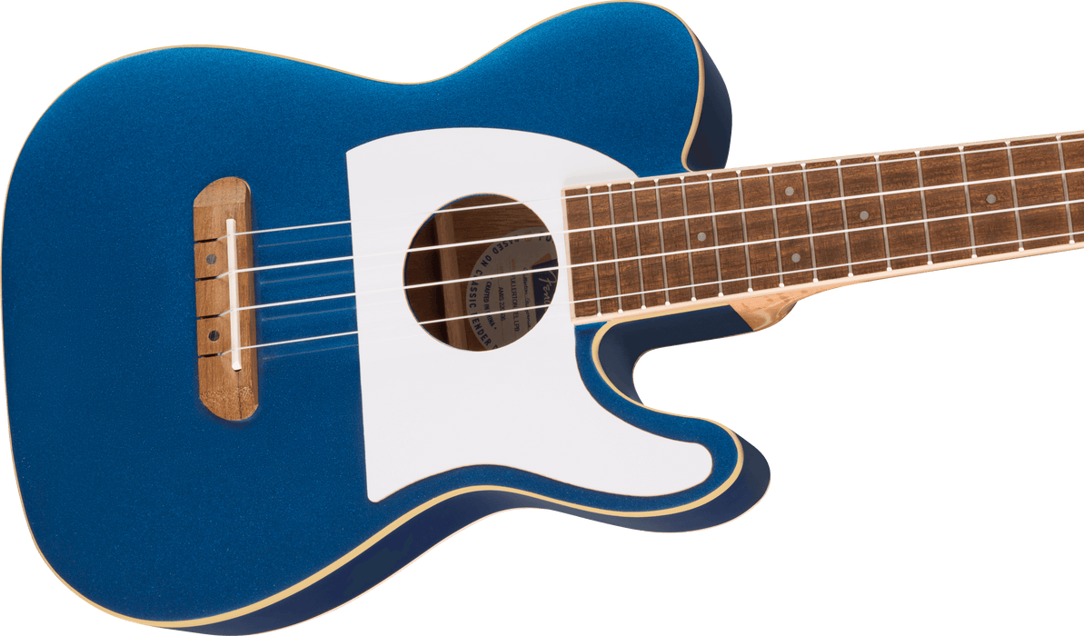 Fender Fullerton Tele® Uke, Walnut Fingerboard, White Pickguard, Lake Placid Blue - Guitar Warehouse