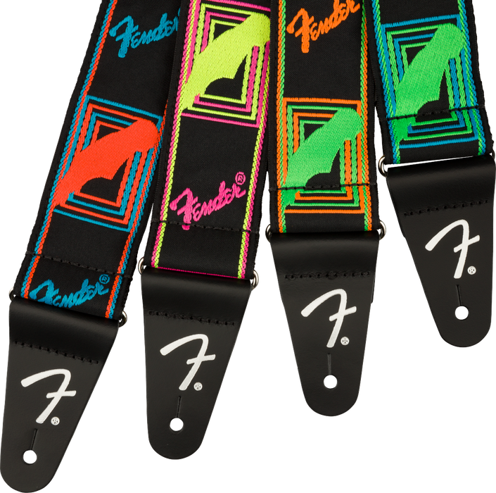 Fender® Neon Monogrammed Strap, Blue and Purple, 2" - Guitar Warehouse