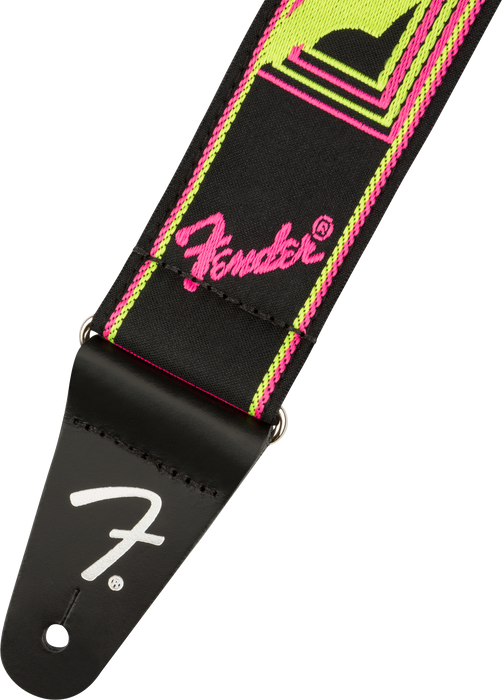 Fender Neon Monogrammed Strap, Pink and Yellow, 2" - Guitar Warehouse