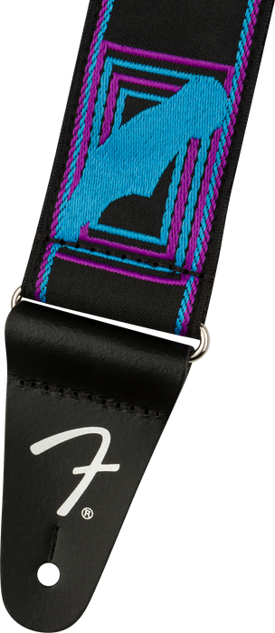 Fender® Neon Monogrammed Strap, Blue and Purple, 2" - Guitar Warehouse