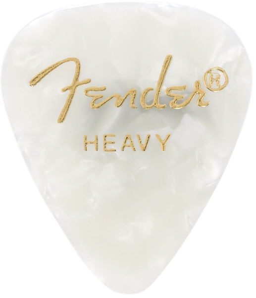 Premium Celluloid 351 Shape Picks, Heavy, White Moto, 12-Pack - Guitar Warehouse