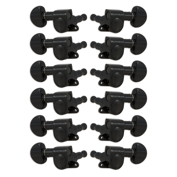 Grover Mini Rotomatics Machineheads 12 String~ 6+6 ~ Black Chrome