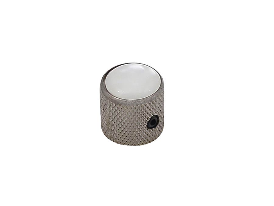 Dome Knob with Pearloid Inlay for Electric Guitar & Bass - Black Nickel
