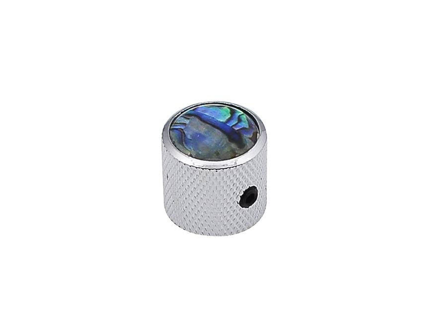 Dome Knob with Abalone Inlay for Electric Guitar & Bass - Chrome
