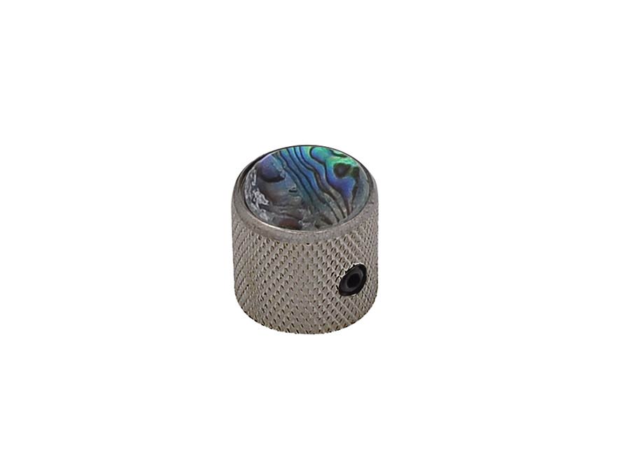 Dome Knob with Abalone Inlay for Electric Guitar & Bass - Black Nickel