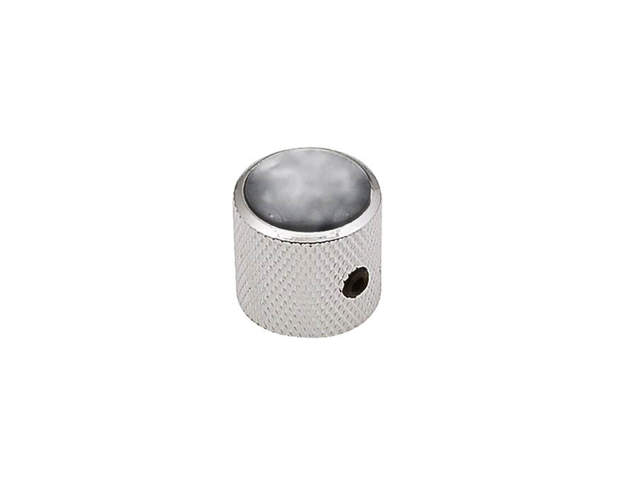 Dome Knob with Black Pearl Inlay for Electric Guitar & Bass - Nickel