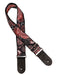 Vintage Jacquard Weave Premium Guitar Strap Cotton/Leather - Black/Orange/Turquoise - Guitar Warehouse