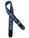 Vintage Jacquard Weave Premium Guitar Strap Cotton/Leather - Dark Blue/Grey - Guitar Warehouse