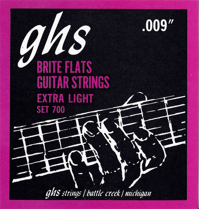 GHS Brite Flats Extra Light Electric Guitar Strings 9-42