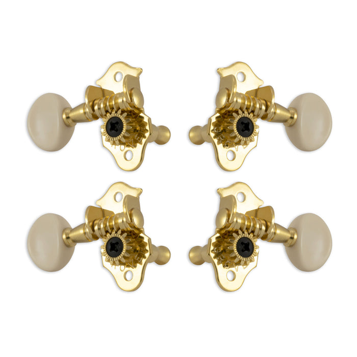 Grover Sta-tite Ukulele Pegs (Set of 4) ~ Gold ~ White