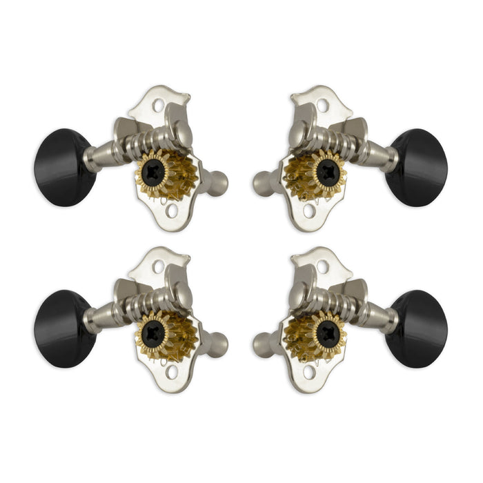 GroverSta-Tite Ukulele Pegs (Set of 4) ~ Nickel ~ Black