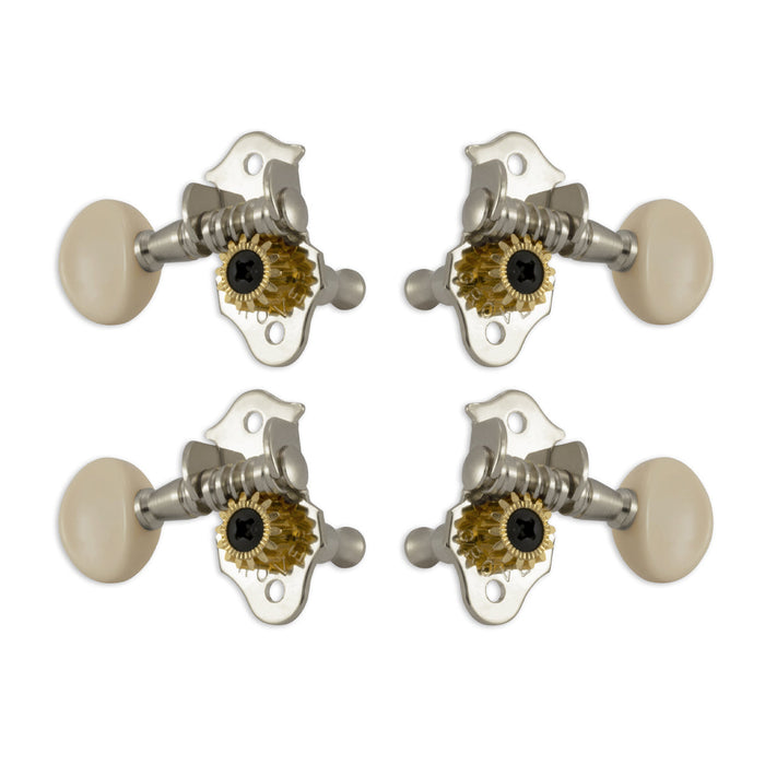 Grover Sta-tite Ukulele Pegs (Set of 4) ~ Nickel ~ White
