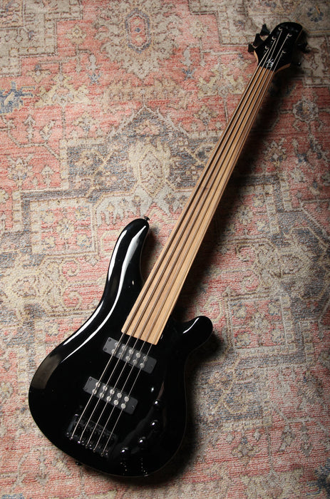 Pre-Owned Harley Benton B-550 FL BK Fretless Five String Bass - Gloss Black - Guitar Warehouse