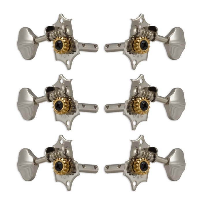 Grover STA-TITE Machineheads ~ 3+3 ~ Horizontal ~ Nickel