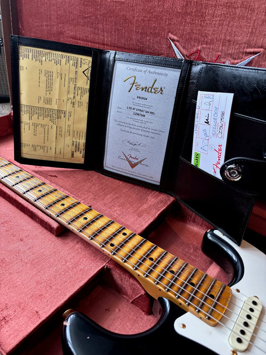 2024 Fender Stratocaster 1957 Custom Shop Relic Limited Edition Black with Gold Hardware w/OHSC