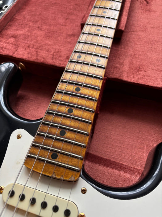 2024 Fender Stratocaster 1957 Custom Shop Relic Limited Edition Black with Gold Hardware w/OHSC