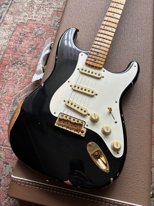 2024 Fender Stratocaster 1957 Custom Shop Relic Limited Edition Black with Gold Hardware w/OHSC