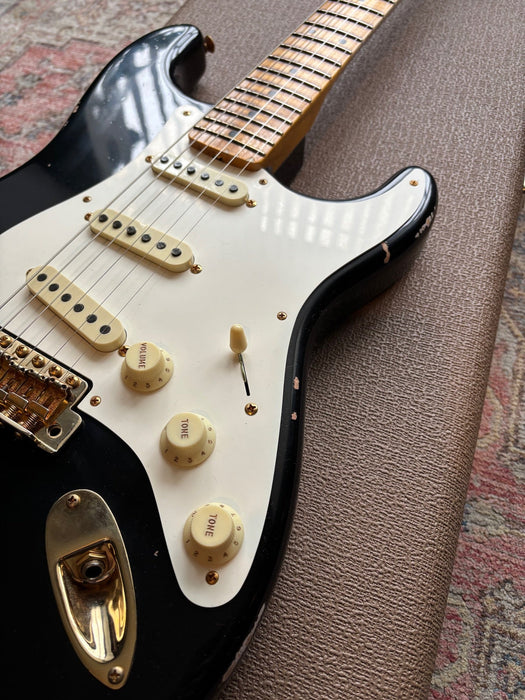 2024 Fender Stratocaster 1957 Custom Shop Relic Limited Edition Black with Gold Hardware w/OHSC