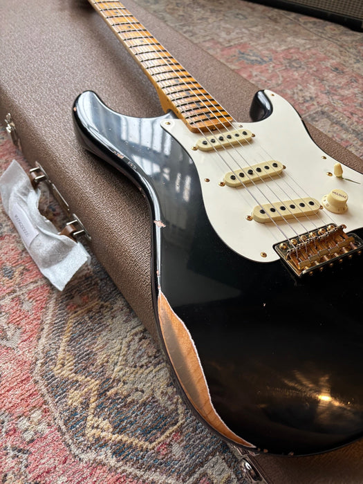 2024 Fender Stratocaster 1957 Custom Shop Relic Limited Edition Black with Gold Hardware w/OHSC