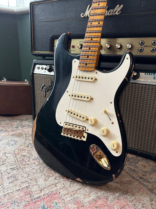 2024 Fender Stratocaster 1957 Custom Shop Relic Limited Edition Black with Gold Hardware w/OHSC