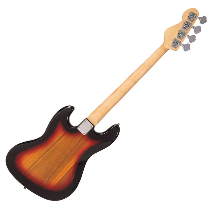 Vintage V49 Coaster Series Bass Guitar ~ 3 Tone Sunburst - Guitar Warehouse