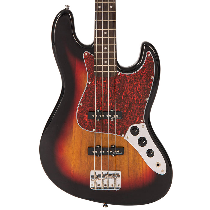 Vintage V49 Coaster Series Bass Guitar ~ 3 Tone Sunburst - Guitar Warehouse