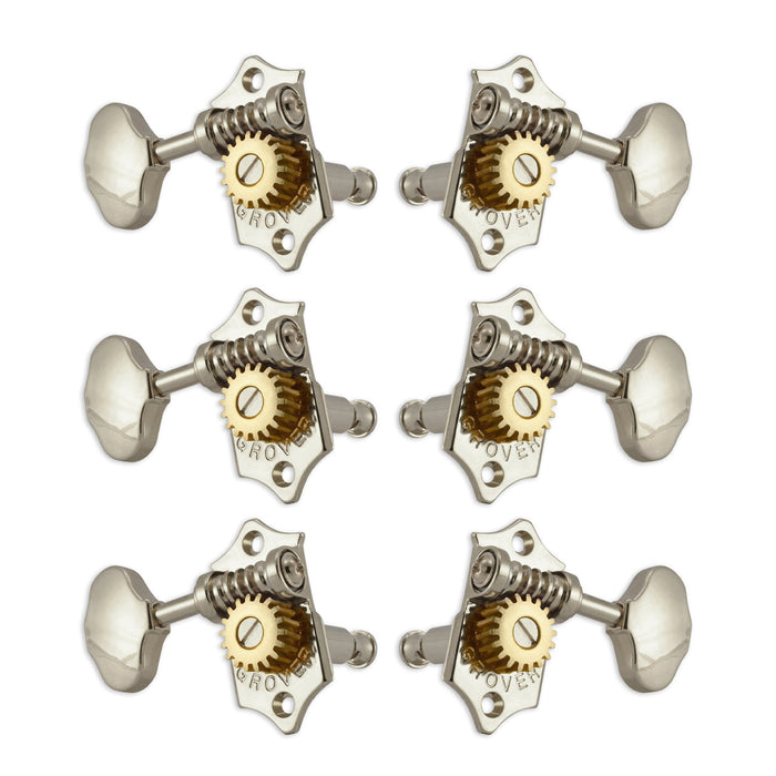 Grover STA-TITE Machineheads ~ 3+3 ~ Horizontal ~ Nickel