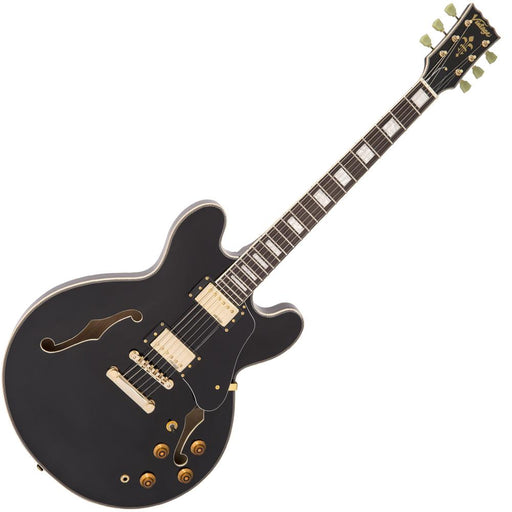 Vintage VSA500 ReIssued Semi Acoustic Guitar ~ Boulevard Black - Guitar Warehouse