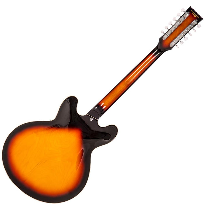 Vintage VSA500 ReIssued 12-String Semi Acoustic Guitar ~ Sunburst - Guitar Warehouse