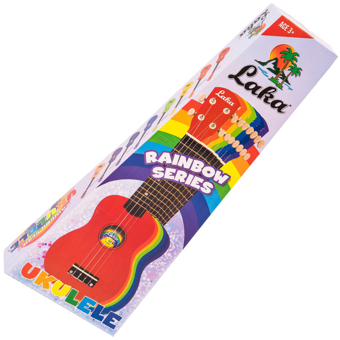 Laka Rainbow Series Soprano Ukulele & Carry Bag ~ Red - Guitar Warehouse