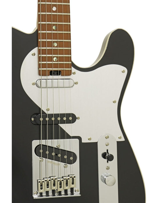 Aria Pro II Hot Rod Collection 615-GTR Black Electric Guitar with Aluminium Pickguard