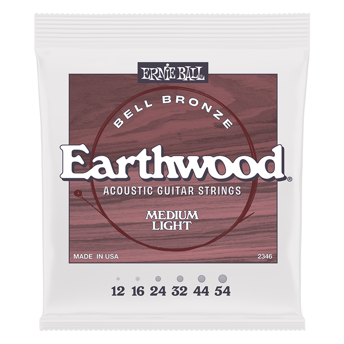 Ernie Ball Earthwood Bell Bronze Acoustic Guitar Strings Medium Light 12-54 - Designed w/John Mayer