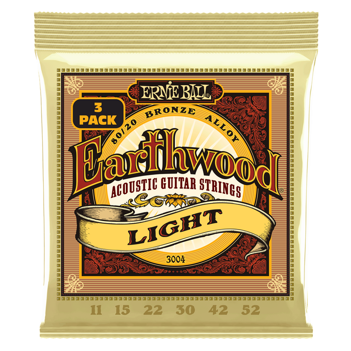 Ernie Ball Earthwood 11-52 Light 80/20 Bronze Acoustic Guitar Strings (3 Pack)