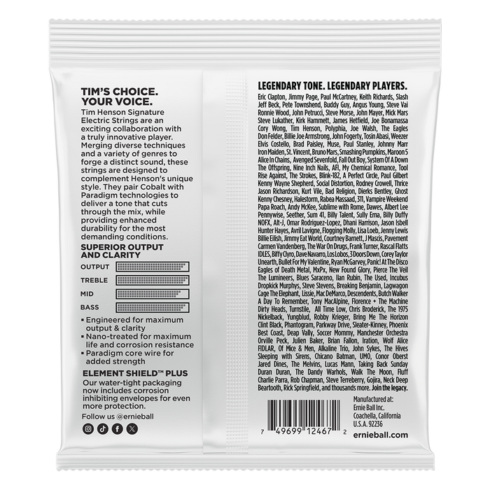 Ernie Ball Tim Henson Signature Electric Guitar Strings 9.5-46 Cobalt