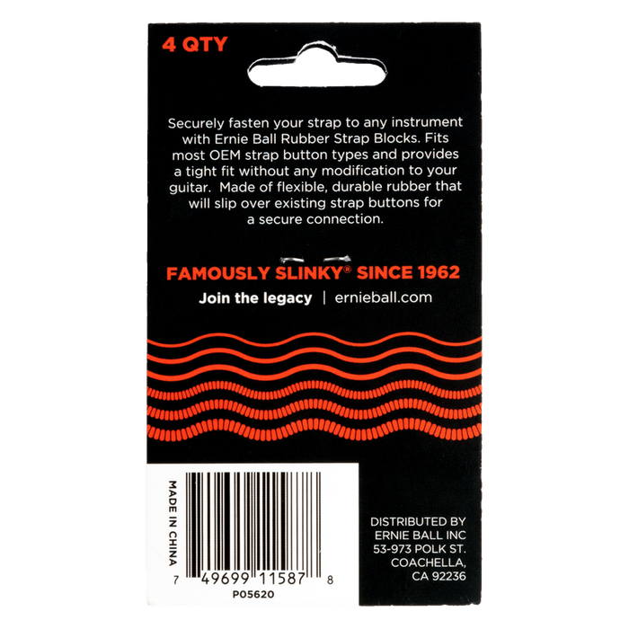 Ernie Ball Strap Blocks Locks | Rubber - Orange/Red