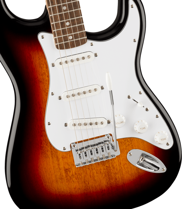 Fender Squier Affinity Series™ Stratocaster®, Laurel Fingerboard, White Pickguard, 3-Color Sunburst - Guitar Warehouse
