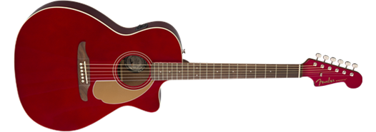 Fender Newporter Player, Acoustic Guitar Walnut Fingerboard, Candy Apple Red - Guitar Warehouse